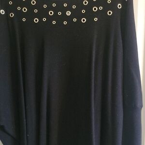 Chico's Black Top with Gold Grommet Accents